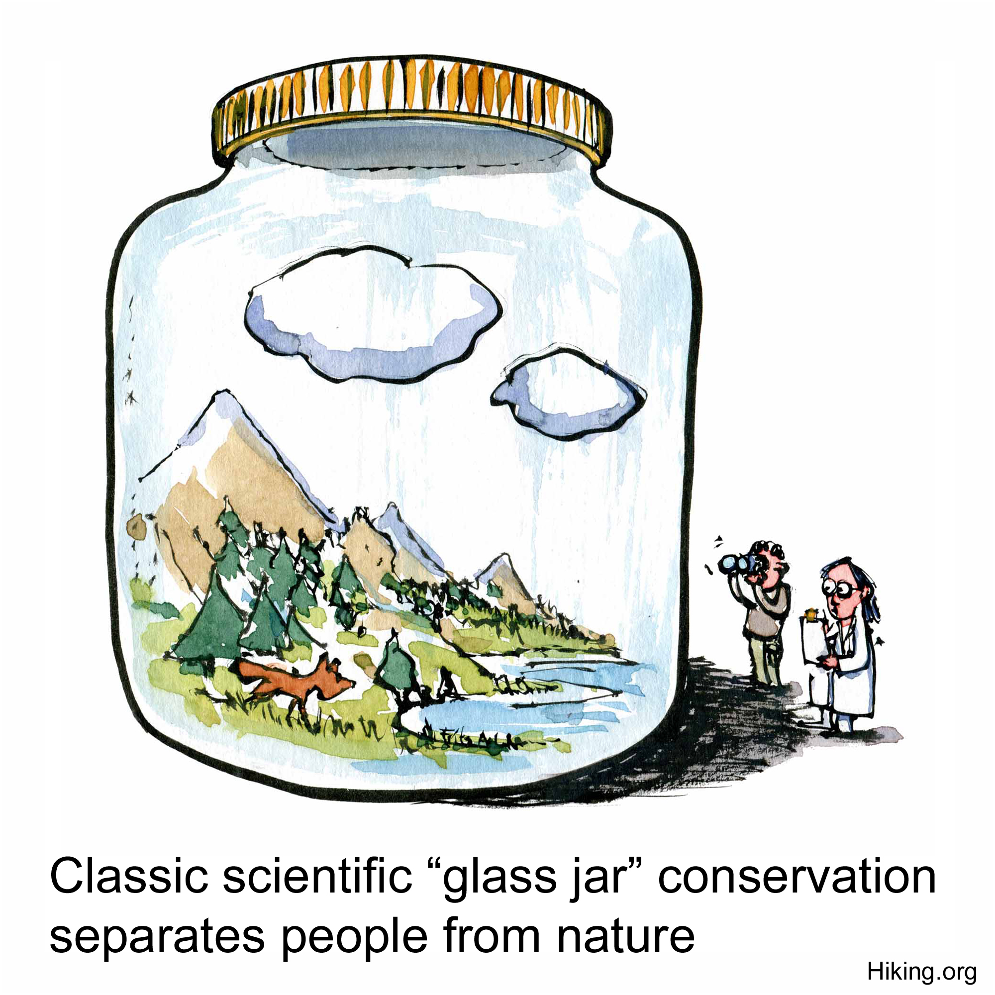 Natural conservation. Inside a Glass Jar карикатура. Погружение inside a Glass Jar карикатура.