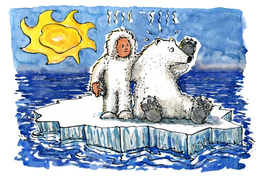 man-and-polar-bear-on-ice-drifting-stop-global-warming-drawing-by-frits-ahlefeldt