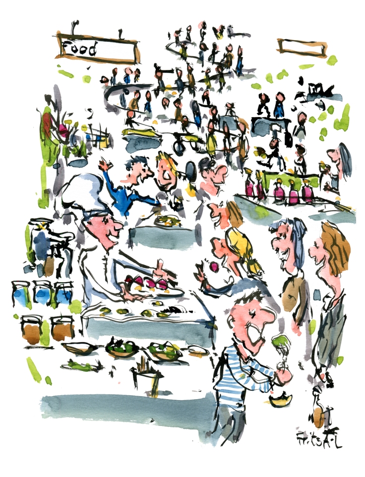 Drawing live from a food fair