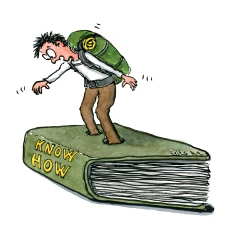 know-how-stucked-in-book-hiker-type-illustration-by-frits-ahlefeldt
