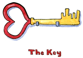 Illustration of a key shaped as a heart